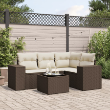 vidaXL 5 részes barna polyrattan kerti ülőgarnitúra párnával kerti bútor