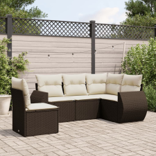 vidaXL 5 részes barna polyrattan kerti ülőgarnitúra párnával kerti bútor