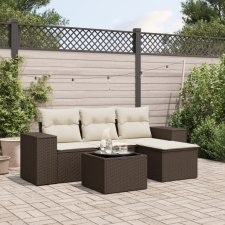 vidaXL 5 részes barna polyrattan kerti ülőgarnitúra párnával kerti bútor