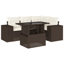 vidaXL 5 részes barna polyrattan kerti ülőgarnitúra párnával (3269143) kerti bútor