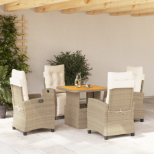 vidaXL 5 részes bézs polyrattan kerti étkezőgarnitúra párnákkal kerti bútor