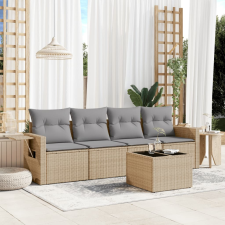 vidaXL 5 részes bézs polyrattan kerti ülőgarnitúra párnákkal kerti bútor