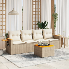 vidaXL 5 részes bézs polyrattan kerti ülőgarnitúra párnákkal kerti bútor