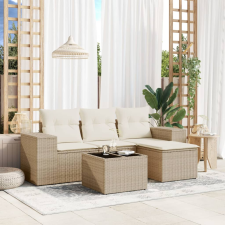 vidaXL 5 részes bézs polyrattan kerti ülőgarnitúra párnákkal kerti bútor
