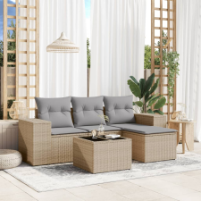 vidaXL 5 részes bézs polyrattan kerti ülőgarnitúra párnákkal kerti bútor