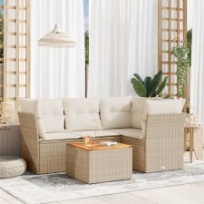 vidaXL 5 részes bézs polyrattan kerti ülőgarnitúra párnákkal kerti bútor