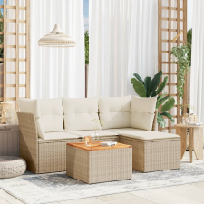 vidaXL 5 részes bézs polyrattan kerti ülőgarnitúra párnákkal kerti bútor