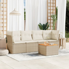 vidaXL 5 részes bézs polyrattan kerti ülőgarnitúra párnákkal kerti bútor