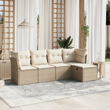 vidaXL 5 részes bézs polyrattan kerti ülőgarnitúra párnákkal kerti bútor