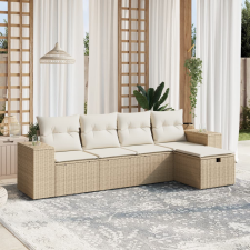 vidaXL 5 részes bézs polyrattan kerti ülőgarnitúra párnákkal kerti bútor