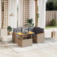vidaXL 5 részes bézs polyrattan kerti ülőgarnitúra párnákkal kerti bútor