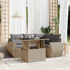 vidaXL 5 részes bézs polyrattan kerti ülőgarnitúra párnákkal kerti bútor