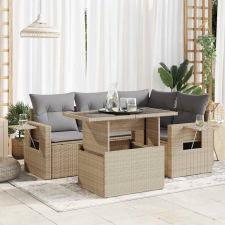 vidaXL 5 részes bézs polyrattan kerti ülőgarnitúra párnákkal kerti bútor