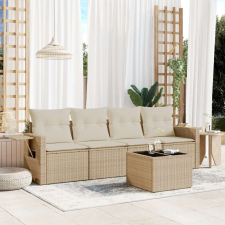 vidaXL 5 részes bézs polyrattan kerti ülőgarnitúra párnákkal kerti bútor