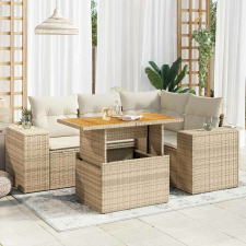vidaXL 5 részes bézs polyrattan kerti ülőgarnitúra párnákkal kerti bútor