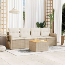 vidaXL 5 részes bézs polyrattan kerti ülőgarnitúra párnákkal kerti bútor