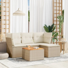 vidaXL 5 részes bézs polyrattan kerti ülőgarnitúra párnákkal kerti bútor