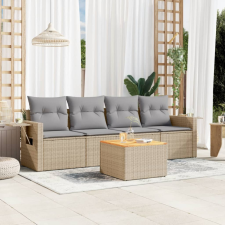 vidaXL 5 részes bézs polyrattan kerti ülőgarnitúra párnákkal kerti bútor