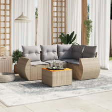 vidaXL 5 részes bézs polyrattan kerti ülőgarnitúra párnákkal kerti bútor