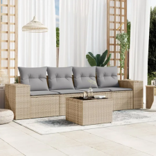 vidaXL 5 részes bézs polyrattan kerti ülőgarnitúra párnákkal kerti bútor