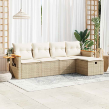 vidaXL 5 részes bézs polyrattan kerti ülőgarnitúra párnákkal kerti bútor