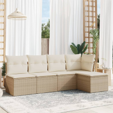 vidaXL 5 részes bézs polyrattan kerti ülőgarnitúra párnákkal kerti bútor