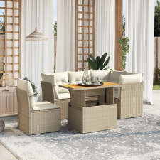 vidaXL 5 részes bézs polyrattan kerti ülőgarnitúra párnákkal kerti bútor