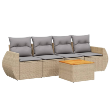 vidaXL 5 részes bézs polyrattan kerti ülőgarnitúra párnákkal (3224883) kerti bútor
