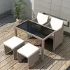  vidaXL 5-részes bézs polyrattan kültéri étkezőszett párnákkal