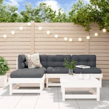 vidaXL 5 részes fehér tömör fa kerti ülőgarnitúra párnával kerti bútor