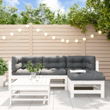 vidaXL 5 részes fehér tömör fa kerti ülőgarnitúra párnával kerti bútor