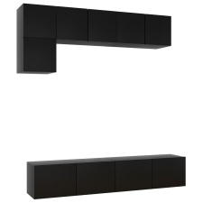 vidaXL 5 részes fekete forgácslap TV-szekrényszett (3078798) bútor