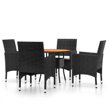 vidaXL 5 részes fekete polyrattan kerti étkezőgarnitúra (3058492) kerti bútor