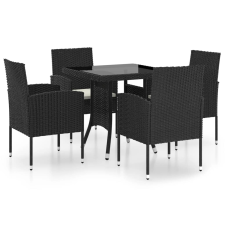 vidaXL 5 részes fekete polyrattan kerti étkezőgarnitúra (3059413) kerti bútor