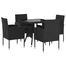vidaXL 5 részes fekete polyrattan kerti étkezőgarnitúra (3059414) kerti bútor