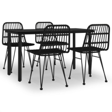 vidaXL 5 részes fekete polyrattan kerti étkezőgarnitúra (3157896) kerti bútor
