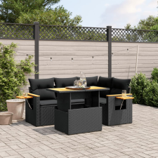 vidaXL 5 részes fekete polyrattan kerti kanapészett párnákkal kerti bútor