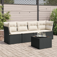 vidaXL 5 részes fekete polyrattan kerti kanapészett párnákkal kerti bútor