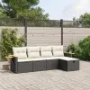 vidaXL 5 részes fekete polyrattan kerti kanapészett párnákkal