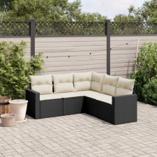 vidaXL 5 részes fekete polyrattan kerti kanapészett párnákkal kerti bútor