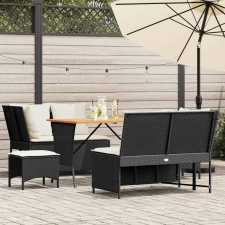 vidaXL 5 részes fekete polyrattan kerti kanapészett párnákkal kerti bútor