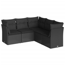 vidaXL 5 részes fekete polyrattan kerti kanapészett párnákkal (3217615) kerti bútor