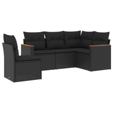 vidaXL 5 részes fekete polyrattan kerti kanapészett párnákkal (3225971) kerti bútor