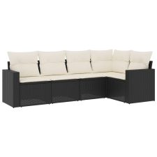 vidaXL 5 részes fekete polyrattan kerti kanapészett párnákkal (3251263) kerti bútor