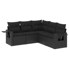 vidaXL 5 részes fekete polyrattan kerti kanapészett párnákkal (3252482) kerti bútor