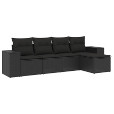 vidaXL 5 részes fekete polyrattan kerti kanapészett párnákkal (3254822) kerti bútor