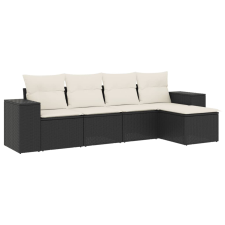 vidaXL 5 részes fekete polyrattan kerti kanapészett párnákkal (3254823) kerti bútor