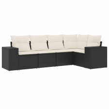 vidaXL 5 részes fekete polyrattan kerti kanapészett párnákkal (3254863) kerti bútor