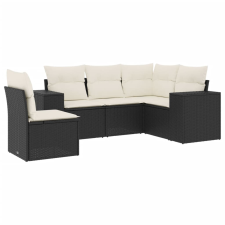 vidaXL 5 részes fekete polyrattan kerti kanapészett párnákkal (3254903) kerti bútor
