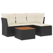 vidaXL 5 részes fekete polyrattan kerti kanapészett párnákkal (3255937) kerti bútor